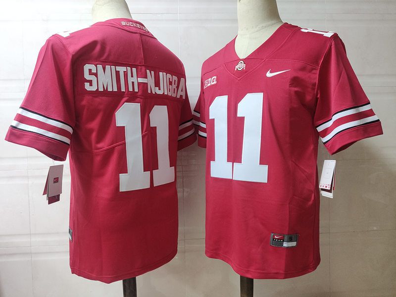 Men Ohio State Buckeyes #11 Smith-Njigba Red Nike 2025 NCAA Jersey